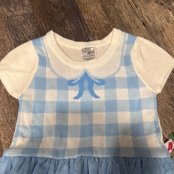 Blue and White Checkered Dress with Tulle Skirt - Picture 3 of 7